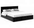 Čalúnená posteľ FRESIA 140x200 s kovovým zdvižným roštom ČIERNA