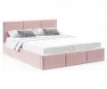 Čalúnená posteľ FRESIA 160x200 s kovovým zdvižným roštom RUŽOVÁ