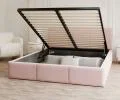 Čalúnená posteľ FRESIA 160x200 s kovovým zdvižným roštom RUŽOVÁ