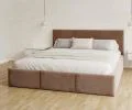 Čalúnená posteľ FRESIA 160x200 s kovovým zdvižným roštom HNEDÁ