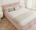 Čalúnená posteľ FRESIA 180x200 s kovovým zdvižným roštom RUŽOVÁ