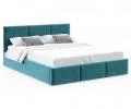 Čalúnená posteľ FRESIA 180x200 s kovovým zdvižným roštom TYRKYSOVÁ