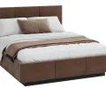 Čalúnená posteľ AVEIRO 180x200 s kovovým zdvižným roštom HNEDÁ