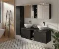 Kúpeľňová skrinka so zrkadlom SANTA FE BLACK 60cm