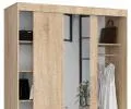Šatníková skriňa s posuvnými dverami a zrkadlom 150cm dub sonoma
