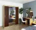 Šatníková skriňa s posuvnými dverami a zrkadlom 150cm dub sonoma / wenge