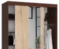 Šatníková skriňa s posuvnými dverami a zrkadlom 150cm wenge / sonoma