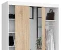 Šatníková skriňa s posuvnými dverami a zrkadlom 150cm biela / sonoma