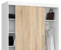 Šatníková skriňa s posuvnými dverami 150 cm CLP MONO biela / dub sonoma