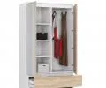 Šatníková skriňa s otočnými dverami a zrkadlom 90 cm biela / sonoma