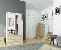 Šatníková skriňa s otočnými dverami a zrkadlom 90 cm biela / sonoma