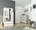 Šatníková skriňa s otočnými dverami a zrkadlom 90cm sonoma / biela