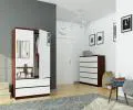 Šatníková skriňa s otočnými dverami a zrkadlom 90 cm wenge / biela