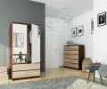 Šatníková skriňa s otočnými dverami a zrkadlom 90 cm wenge / sonoma