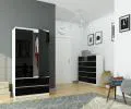 Šatníková skriňa s otočnými dverami 90cm čierna lesklá