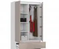 Šatníková skriňa s otočnými dverami 90 cm 2 dverami 2 zásuvkami - biela / cappucino lesklá