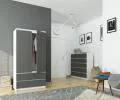 Šatníková skriňa s otočnými dverami 90cm biela / šedá