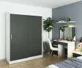 Šatníková skriňa s posuvnými dverami 150cm MONO biela / šedá