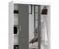 Šatníková skriňa s posuvnými dverami a zrkadlom 150cm biela / šedá