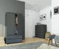 Šatníková skriňa s otočnými dverami 90cm grafitovo šedá