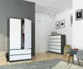 Šatníková skriňa s otočnými dverami 90cm šedá / biela