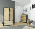 Šatníková skriňa s otočnými dverami 90cm grafitovo šedá / dub artisan