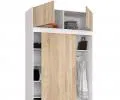 Šatníková skriňa s posuvnými dverami a nástavcom 150cm MONO biela / sonoma