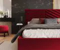 Čalúnená posteľ ELEGANTE 160x200 Vínová Paris s úložným priestorom kovový rošt