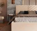 Čalúnená posteľ ELEGANTE 180x200 Krémová Paris s úložným priestorom kovový rošt