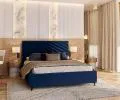 Čalúnená posteľ ELEGANTE 160x200 Tmavo Modrá Paris s úložným priestorom kovový rošt