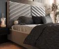 Čalúnená posteľ ELEGANTE 140x200 Steel Paris s úložným priestorom kovový rošt