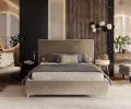 Čalúnená posteľ NAVARO 120x200 Béžová Paris s úložným priestorom kovový rošt