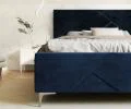 Čalúnená posteľ NAVARO 120x200 Modrá Paris s úložným priestorom kovový rošt