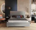 Čalúnená posteľ NAVARO 120x200 Siva Paris s úložným priestorom kovový rošt