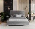 Čalúnená posteľ NAVARO 120x200 Steel Paris s úložným priestorom kovový rošt