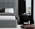 Čalúnená posteľ JUSTIN 140x200 Sivá Trinity s úložným priestorom kovový rošt