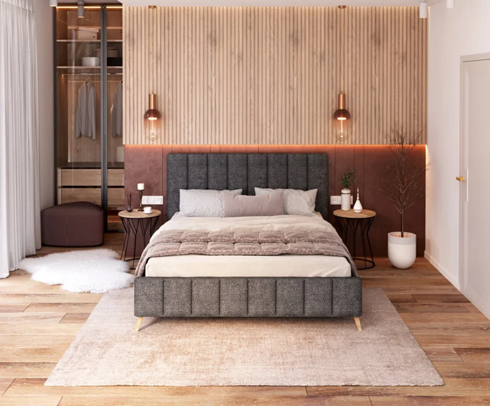 Čalúnená posteľ FRASCA 180x200 Grafit Boucle