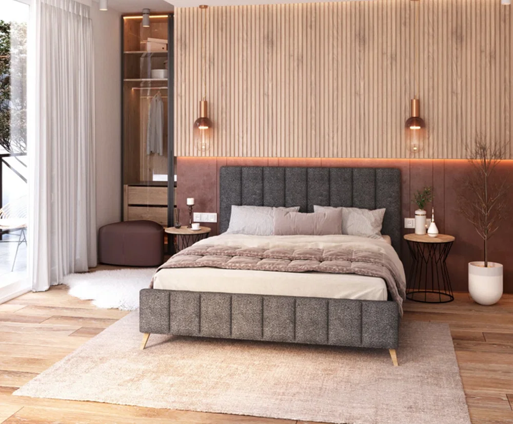 Čalúnená posteľ FRASCA 180x200 Grafit Boucle