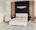 Čalúnená posteľ LUCERNA 180x200 Biela Paris s úložným priestorom kovový rošt