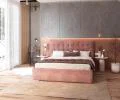 Čalúnená posteľ LUCERNA 160x200 Lososová Paris s úložným priestorom kovový rošt