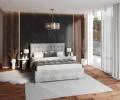 Čalúnená posteľ LUCERNA 160x200 Svetle Sivá Paris s úložným priestorom kovový rošt