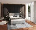Čalúnená posteľ LUCERNA 180x200 Oceľová Paris s úložným priestorom kovový rošt