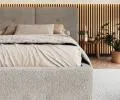 Čalúnená posteľ BEDRETTO 90x200 Sivá Boucle s úložným priestorom kovový rošt