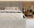 Čalúnená posteľ BEDRETTO 140x200 Sivá Boucle s úložným priestorom kovový rošt