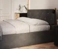 Čalúnená posteľ MIRAGE 120x200 Grafit Trinity s úložným priestorom kovový rošt