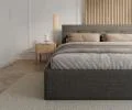 Čalúnená posteľ TULSA 160x200 Grafit Ottawa s úložným priestorom kovový rošt