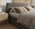 Čalúnená posteľ TULSA 180x200 Grafit Ottawa s úložným priestorom kovový rošt