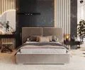 Čalúnená posteľ DOVER 180x200 cm Béžová Paris s úložným priestorom kovový rošt