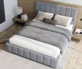Čalúnená posteľ AUSTIN 140x200 cm Šedá Paris s úložným priestorom kovový rošt