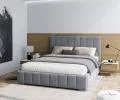 Čalúnená posteľ AUSTIN 160x200 cm Šedá Paris s úložným priestorom kovový rošt